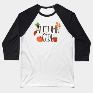 Warm and Cosy Autumn Girl Design Baseball T-Shirt